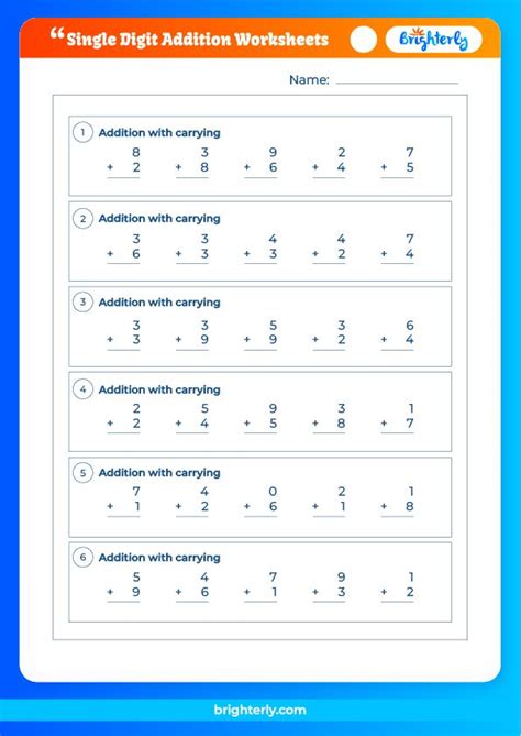 Single Digit Addition Worksheets Brighterly Com Single Digit Math Worksheets - Single Digit Math Worksheets