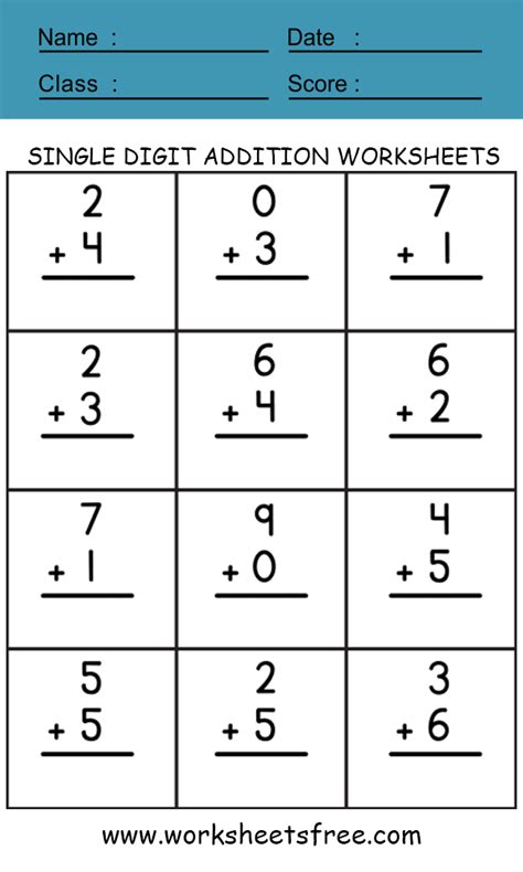 Single Digit Addition Worksheets For Preschool And Kindergarten Kinder Math Worksheets Addition - Kinder Math Worksheets Addition