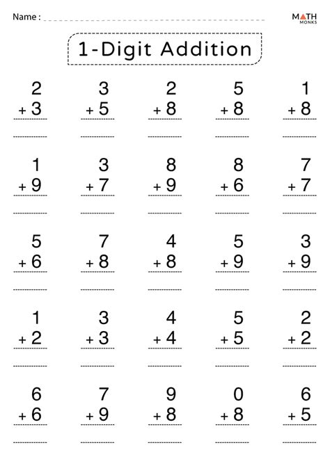 Single Digit Addition Worksheets With Answer Key Math Single Digit Math Worksheets - Single Digit Math Worksheets