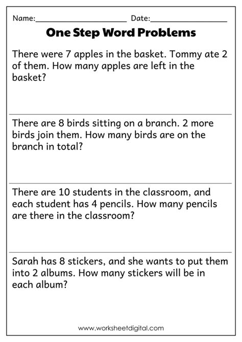 Single Step Problems Involving Simple Fractions Answers