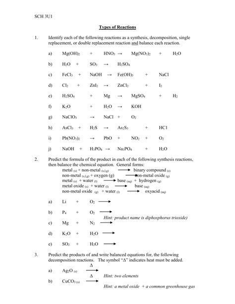 Full Download Single And Double Replacement Reactions Worksheet Answers 