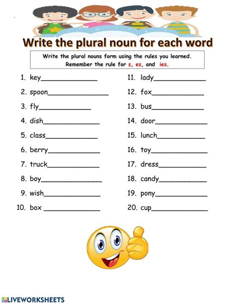 Singular And Plural Nouns Live Worksheets Singular Plural Nouns Worksheet - Singular Plural Nouns Worksheet