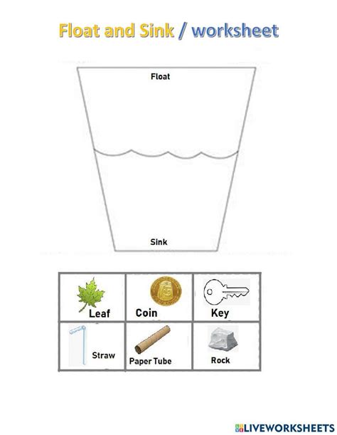 Sink And Float Interactive Worksheet Live Worksheets Sink Or Float Worksheet For Kindergarten - Sink Or Float Worksheet For Kindergarten
