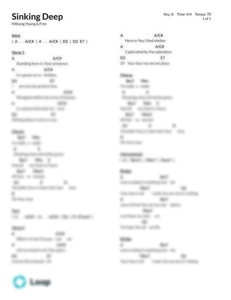 sinking deep hillsong chord sheet