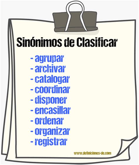 Sinonimo De Clasificar
