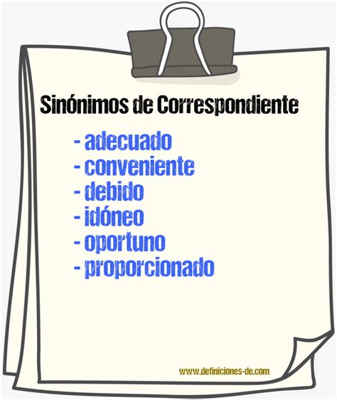 Sinonimo De Correspondiente