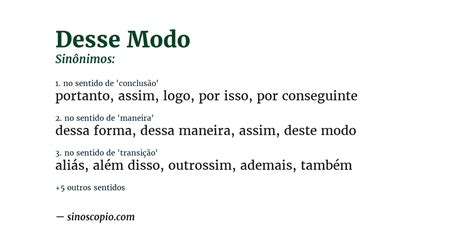 Sinonimo De Desse Modo