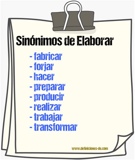 Sinonimo De Elaborar