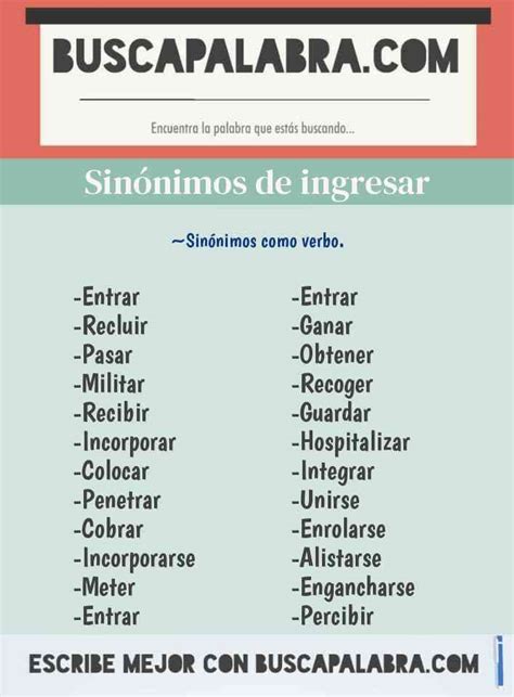 Sinonimo De Ingresar