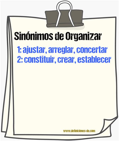 Sinonimo De Organizar