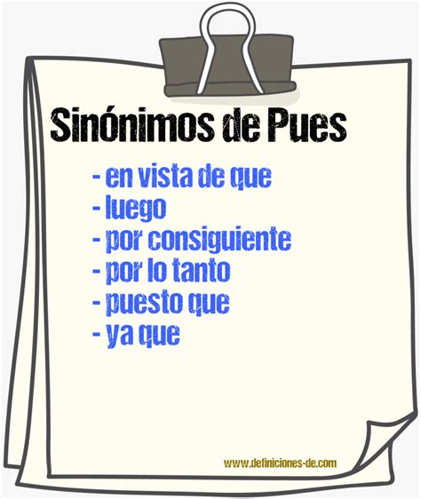 Sinonimo De Pues