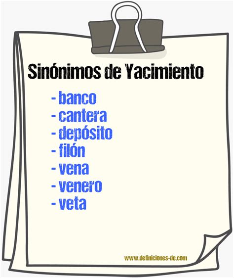 Sinonimo De Yacimiento