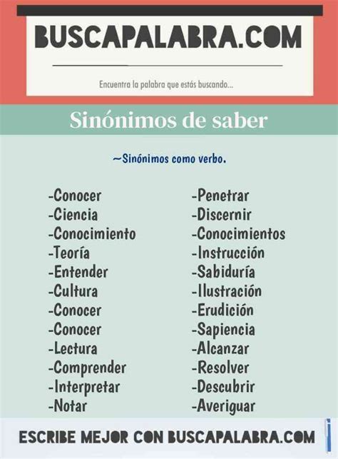 Sinonimos De Saber