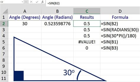 sinus formel excel
