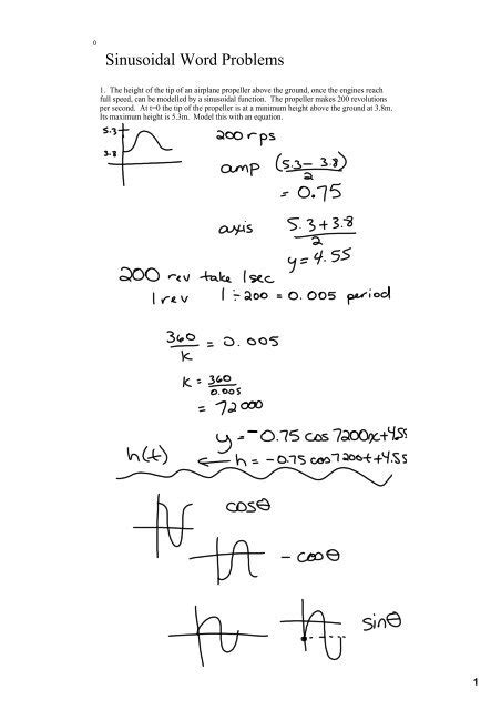 sinusoidal word problems with answers