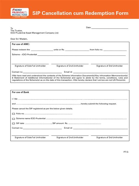 Sip Cancellation Form