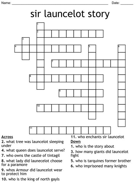 sir launcelot story Crossword WordMint