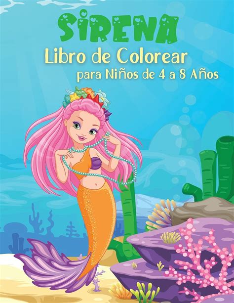 sirena libro de colorear para ninos de 4 a 8 anos