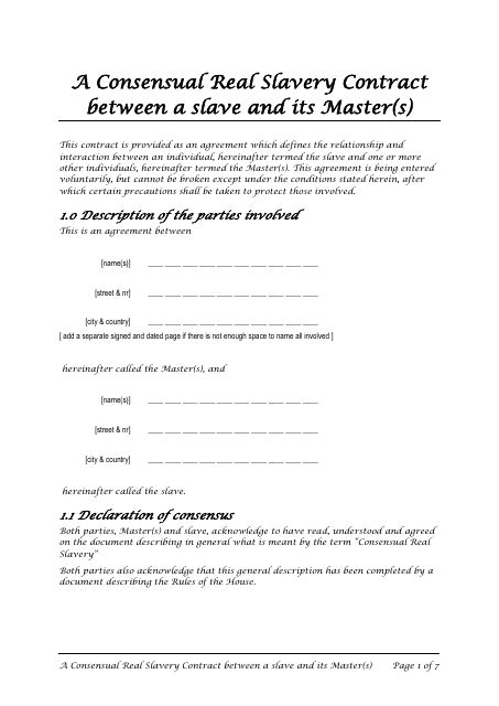 Sissy Slave Contract