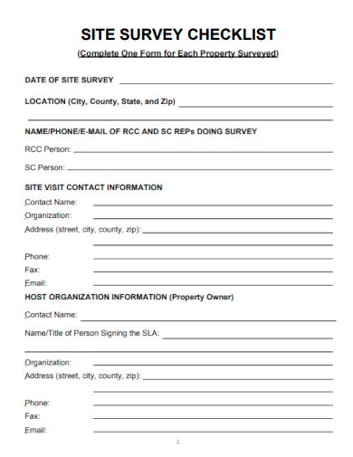 site survey form Checklist