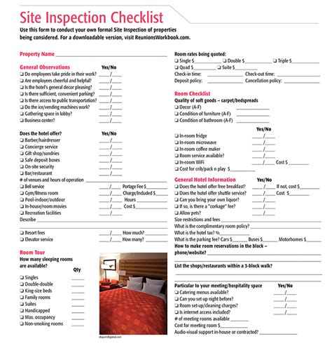 Read Online Site Inspection Checklist Marriott Hotel Rooms 