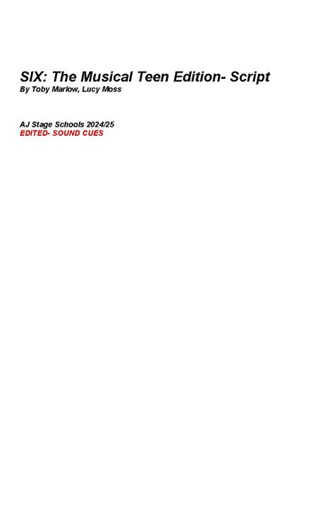 Six Teen Edition Script