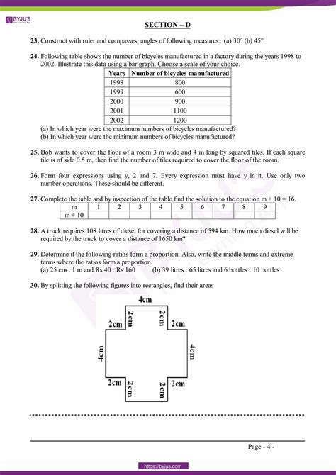 Sixth Class Maths Question Papers