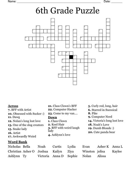 Sixth Grade Crossword Puzzle Wordmint Crossword Puzzle 6th Grade - Crossword Puzzle 6th Grade