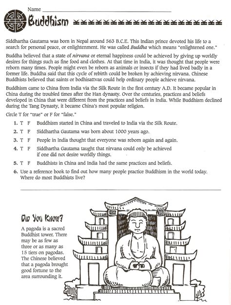 Sixth Grade Grade 6 Buddhism Questions For Tests Buddhism Worksheet Sixth Grade - Buddhism Worksheet Sixth Grade
