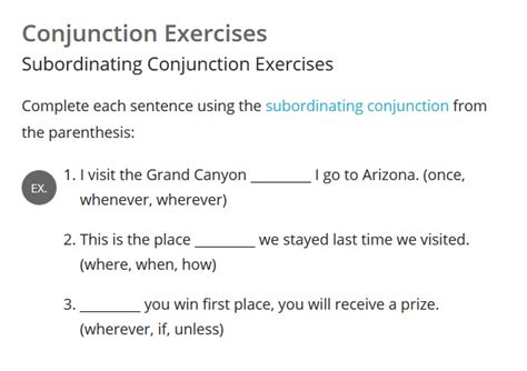 Sixth Grade Language Skill Builders Conjunctions Conjunction Exercises For Grade 6 - Conjunction Exercises For Grade 6
