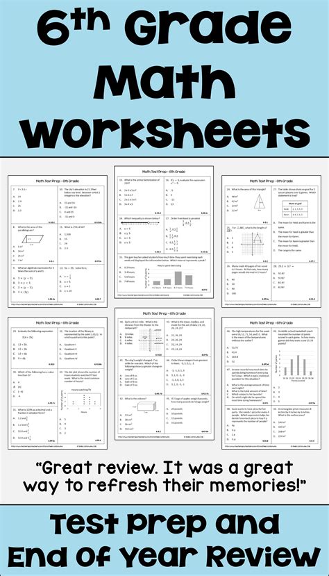 Sixth Grade Math Worksheets Free Pdf Printables With Reese S 6th Grade Math Worksheet - Reese's 6th Grade Math Worksheet