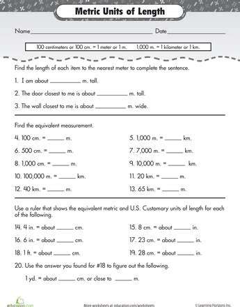 Sixth Grade Measurement Worksheets Length Edhelper Com Unit Of Length Worksheet - Unit Of Length Worksheet