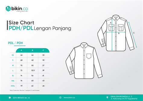 Size Chart Baju  Desain Baju Pdh Kampus Archives Penjahit Seragam - Size Chart Baju