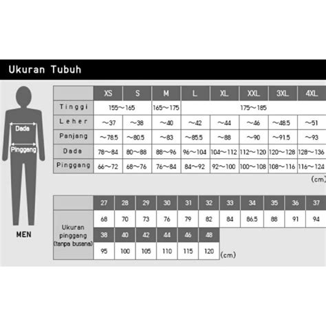 Size Chart Baju  Uniqlo Size Chart Click On Link For Full - Size Chart Baju