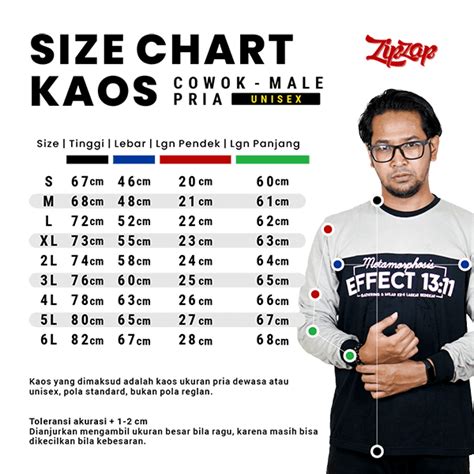 Size Chart Kaos  Size Chart Kaoskaoz - Size Chart Kaos