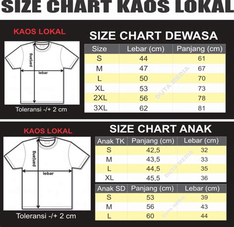 Size Chart Sablon Kaos Murah Size Chart Kaos - Size Chart Kaos
