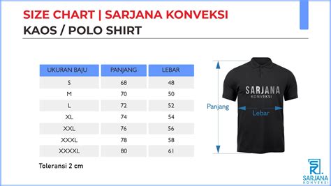 Size Kaos  Kaos Polos Semarang Size Chart - Size Kaos