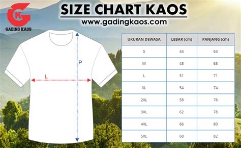 Size Kaos  Size Chart Gading Kaos Konveksi Klaten - Size Kaos