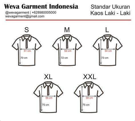 Size Kaos  Standar Ukuran Weva Garment - Size Kaos