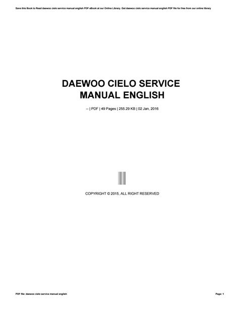 Read Size 17 24Mb Daewoo Cielo Service Manual English Download 