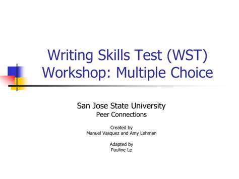 Sjsu Wst Multiple Choice Sample
