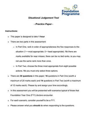 Full Download Sjt Practice Paper The Foundation Programme 