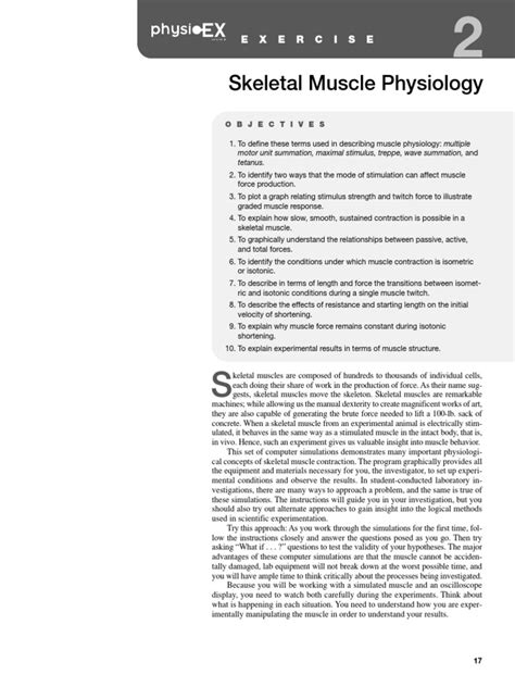Skeletal Muscle Physiology Computer Simulation Answers
