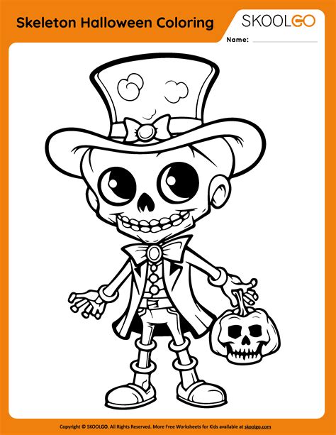 Skeleton Halloween Coloring Skoolgo Skeleton Halloween Preschool Worksheet - Skeleton Halloween Preschool Worksheet