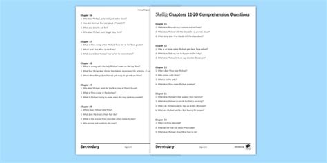 Skellig Comprehension Questions