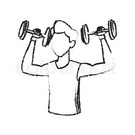 sketch man weight lifting exercise Stock vector Colourbox