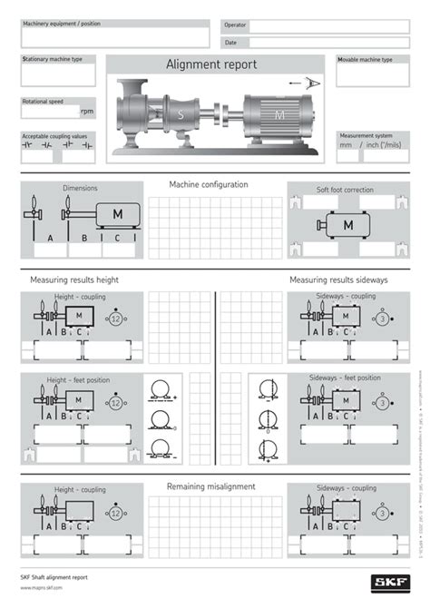 skf shaft alignment report sheet