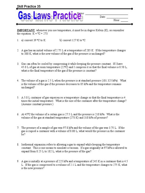 skill practice 35 gas laws practice answers