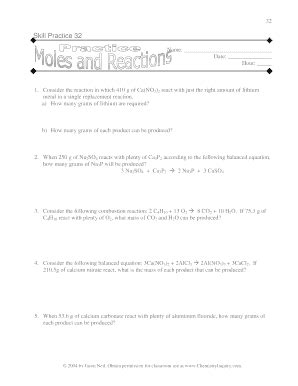 Read Skill Practice 32 Moles And Reactions Answers 