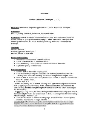 Download Skill Sheet Combat Application Tourniquet C A T Objective 
